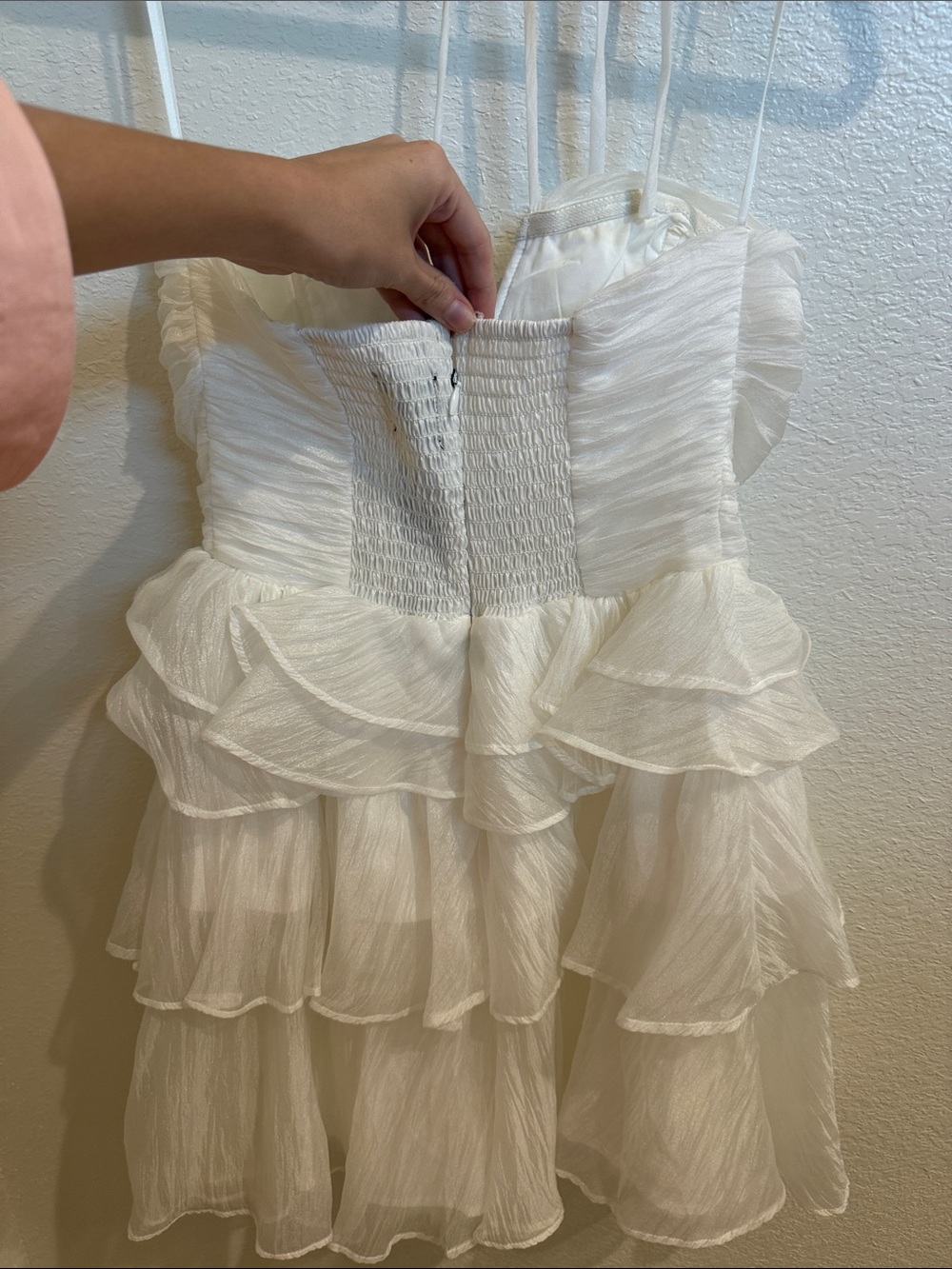 White Ruffled Party Dress - Picture 4 of 5